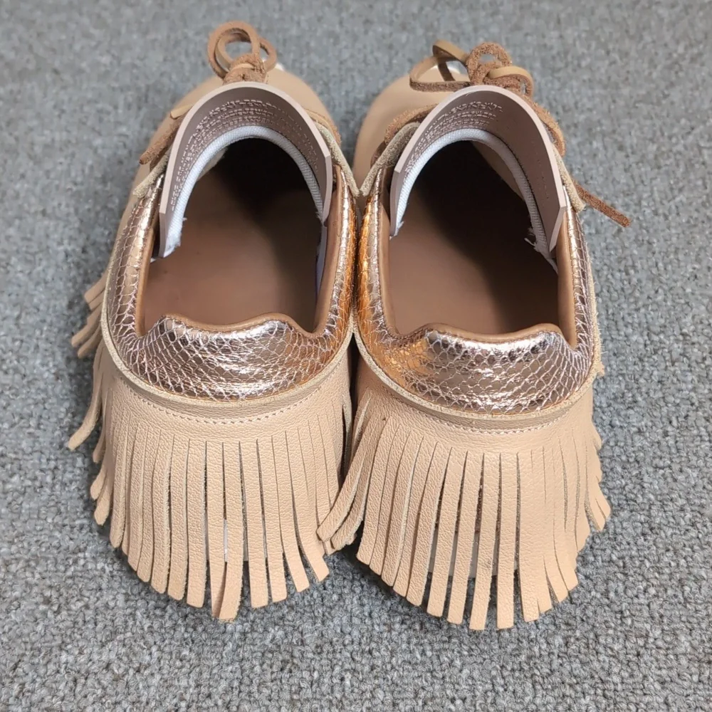 Esseutesse Leather Fringe Sneaker - Sand Tan Size 39 EU - 8.5 US - Picture 5 of 16